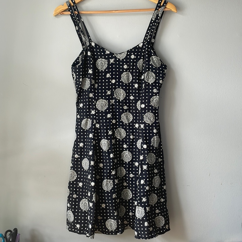 Emblem Dress - Navy/White, skater skirt, S - Picture 1 of 7